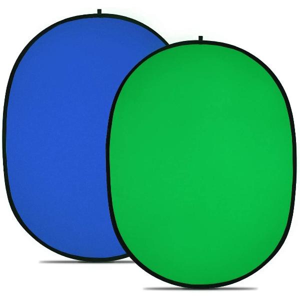 Rixess Opvouwbaar Green Screen 200 x 150 cm - Katoenen Achtergronddoek - Achtergrond Fotografie - Achtergrondsysteem - Groen en Blauw Doek