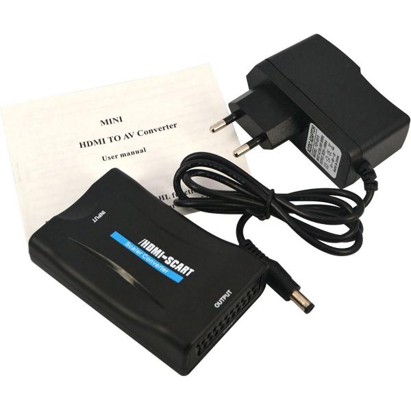 HMerch™ HDMI naar SCART convertor - Plug and Play - Scart convertor - 1080p - HDMI to Scart - Full HD - HDMI naar scart omvormer - Adapter - Zwart - HDMI Scart