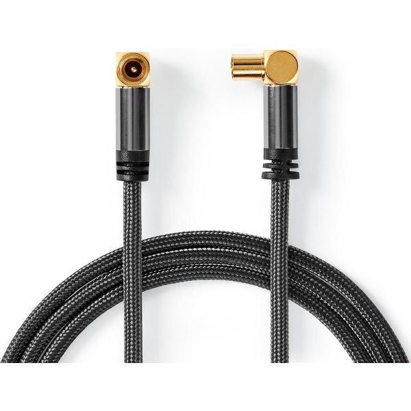 Nedis Coaxkabel 100 dB | IEC (Coax) Male - IEC (Coax) Female | Gun Metal Grey | Gevlochten kabel | 5.0 m