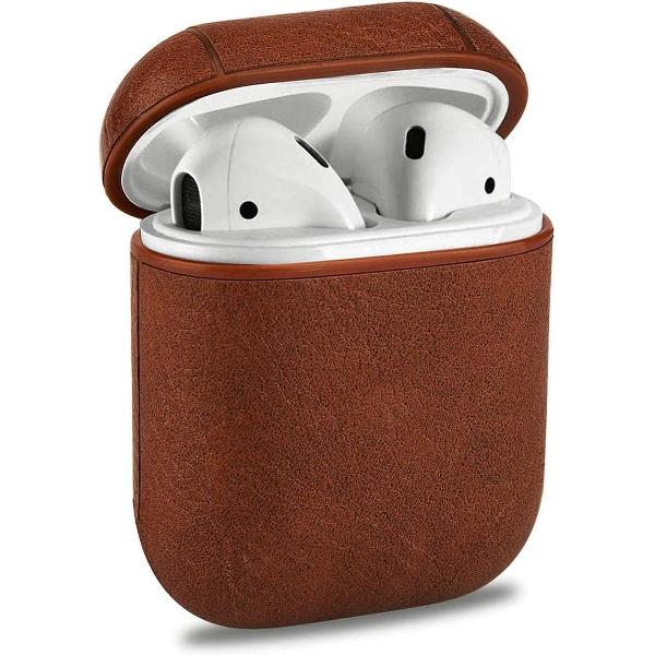 Airpods 2 | Airpods 1 cover case hoesje - leer - AirPods case - Bruin