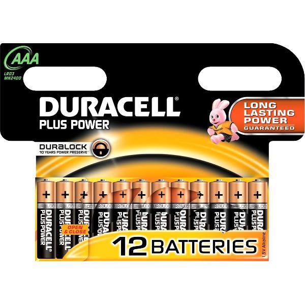 Duracell Plus alkaline AAA-batterijen, verpakking van 12