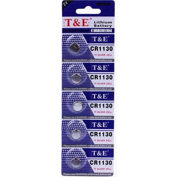 5 Stuks - T & E CR1130 Knoopcel Batterijen - Lithium - Silver Cell - 3 V
