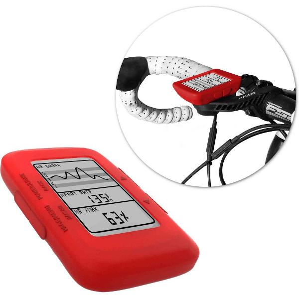 Tuff-Luv Silicone Gel bescherm hoes voor Garmin Edge 500 / 200 en screen protector- Rood