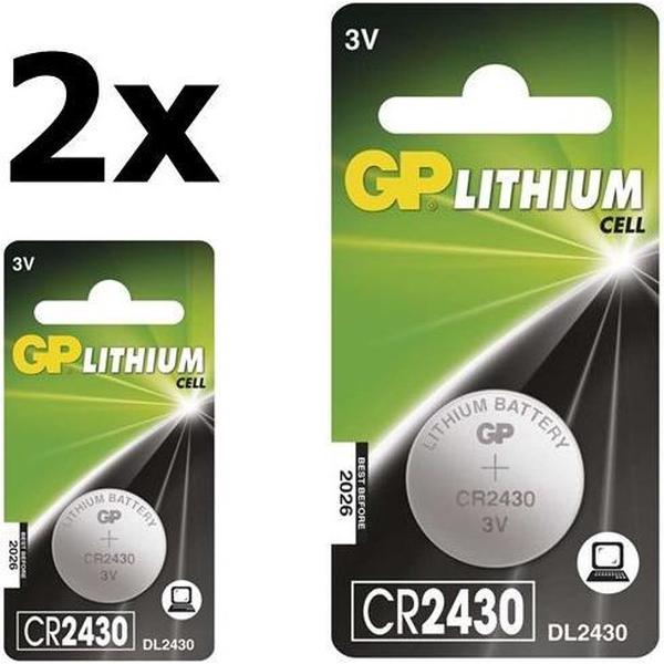 2 Stuks GP CR2430 3v lithium knoopcelbatterij