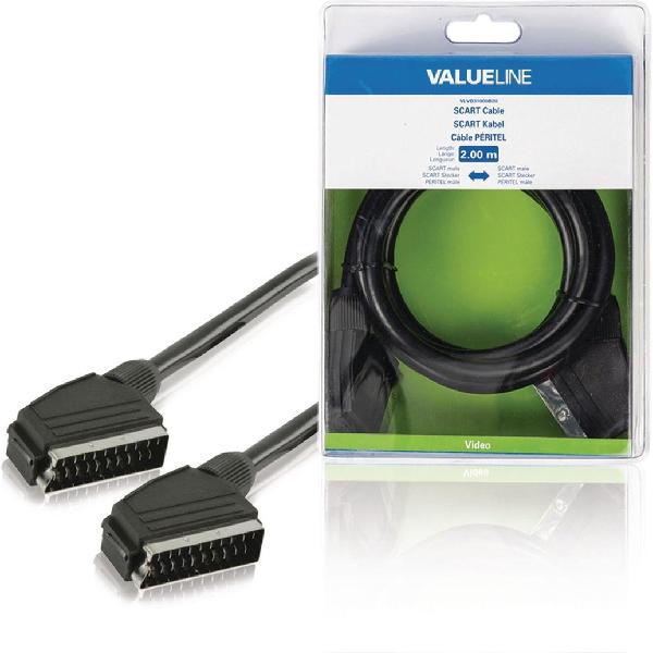 Valueline SCART, 2m SCART-kabel SCART (21-pin) Zwart