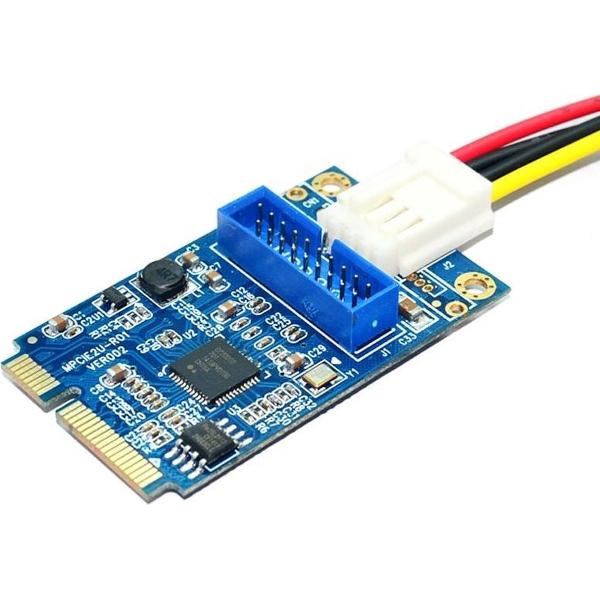 MINI PCI-E USB 3.0 Front 19 Pin Desktop PC uitbreidingskaart met 4 Pin verbinding voedingspoort (blauw)