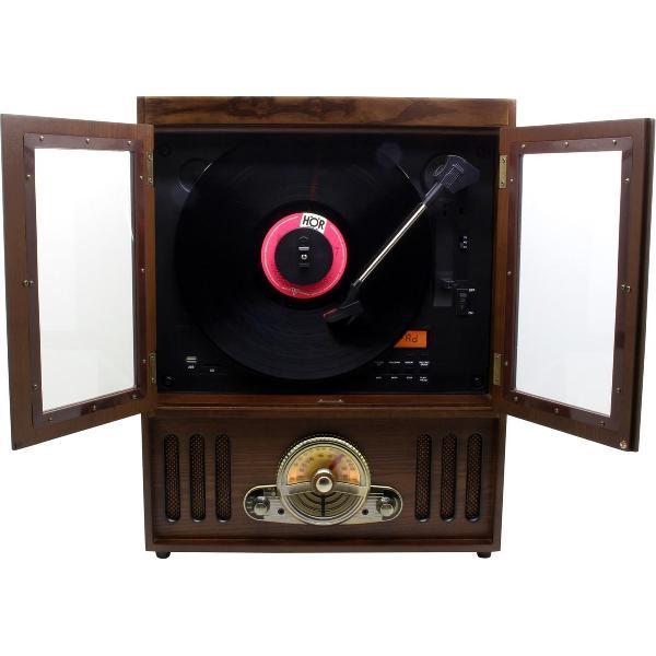Soundmaster NR600 Platenspeler CD vertikaal model - donkerbruin
