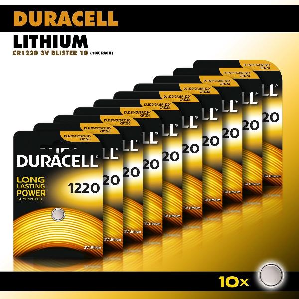 Duracell Knoopcel Lithium - CR1220 3V knoopcel batterijen - 34 mAh - voordeelverpakking - 10 stuks