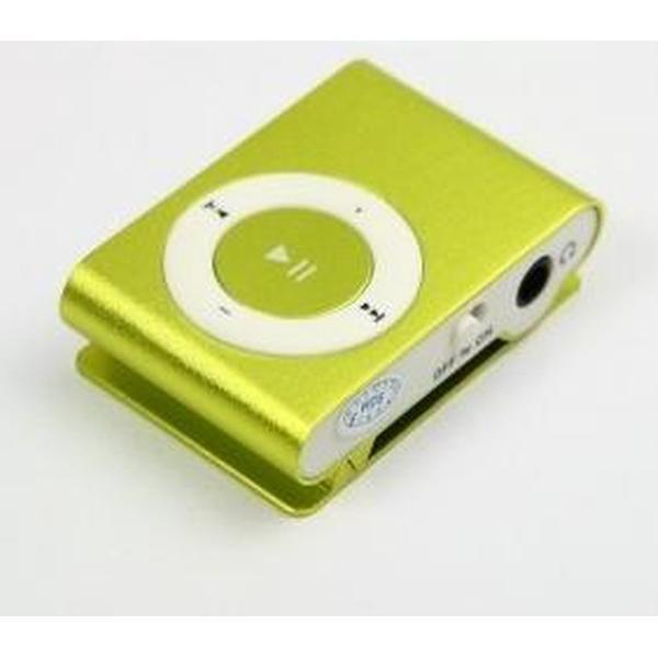 Mini MP3 speler + clip, oordopjes en kabel (tot 8 GB) -groen