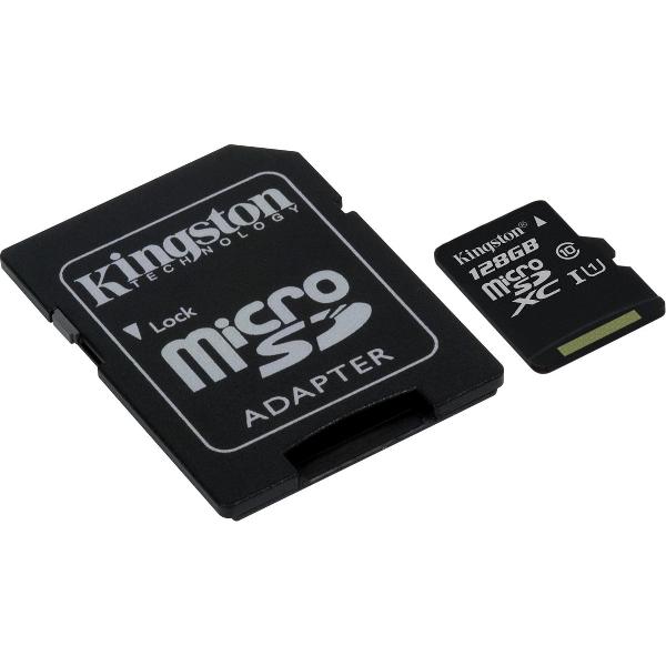 Kingston microSD kaart 128 GB + SD Adapter