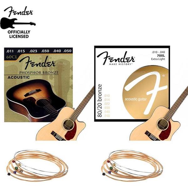 Fender 80/20 Bronze Full Bottom + Fender 60CL Phosphor Bronze Full Bottom Gitaarsnaren Voor Akoestische gitaar
