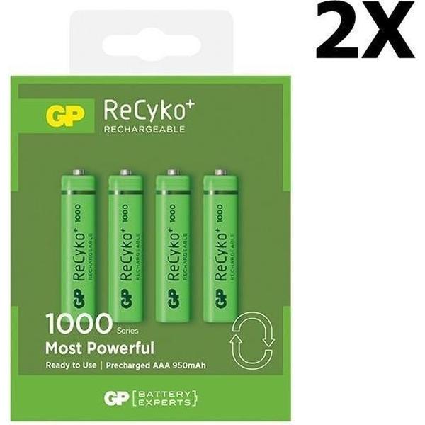GP AAA 1000 Oplaadbare Batterij - 2 Blisters (8 batterijen)