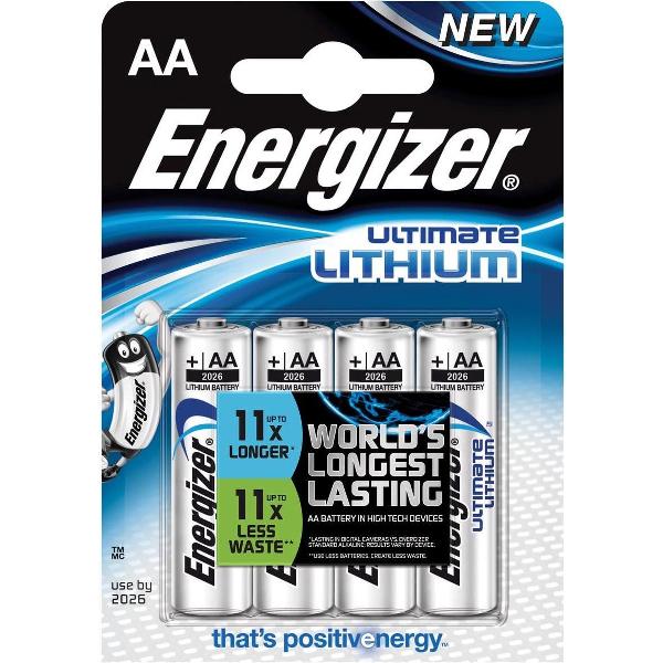 4x Energizer batterijen Lithium AA, blister a 4 stuks