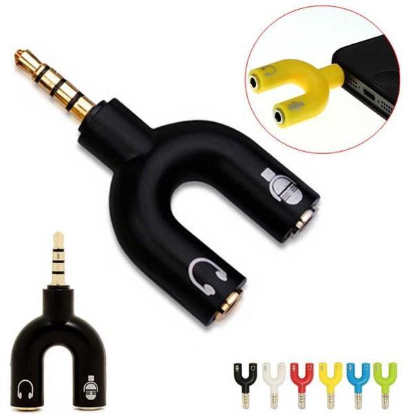 3.5mm Audio Jack Mic & Headphone Adapter verdeler - Zwart