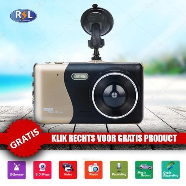 Resal Front View Dash Cam Auto Camera 3'' LCD IPS Dual Lens Auto Dash Cam FHD 1080P Dashboard Camera 170 graden Rijden - Nightvision + Lifehammer