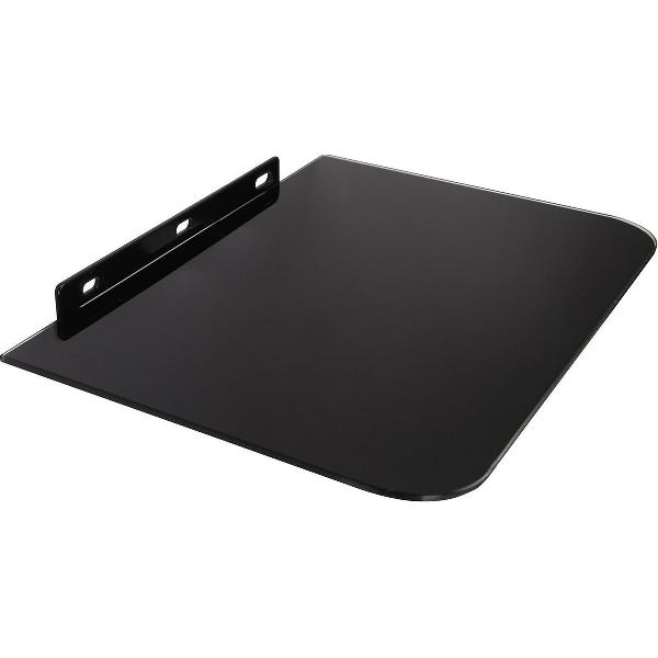 Wandmontage Glazen DVD Plank wandplank zwart glas Maclean MC-738