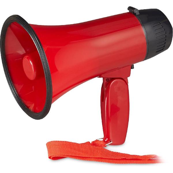 relaxdays megafoon grappig - megaphone kunststof - rood - stemversterker - 10 watt