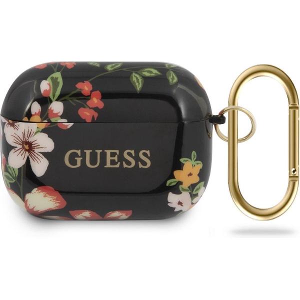 Guess Siliconenhoes met karabijn voor Airpods Pro - Flower Design N.4