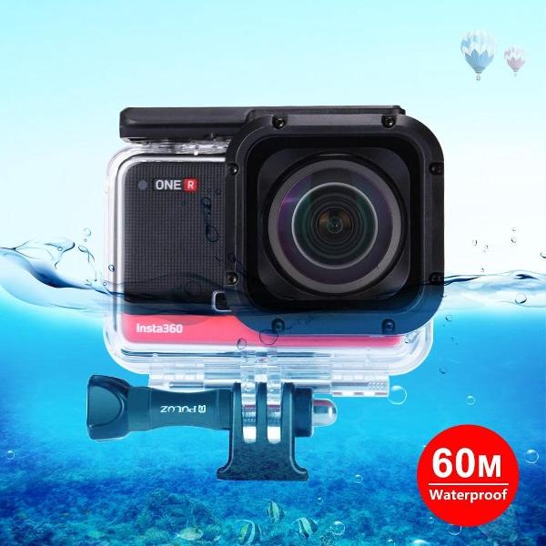 PULUZ 60m onderwaterdiepte Duikbehuizing Waterdichte camerabehuizing voor Insta360 ONE R 4K groothoekeditie (transparant)
