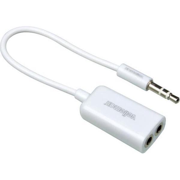 Kabel 3.5 Mm 3P Stereo Mannelijk Naar 3.5 Mm 3P Stereo Vrouwelijk X 2 - Wit - 0.1 M