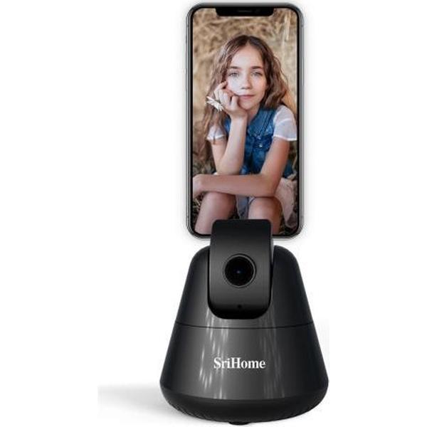 SriHome SH006 360 graden rotatie panoramische kop Bluetooth Auto Face Tracking Object Tracking Holder met telefoonklem voor smartphones, GoPro, DSLR-camera's (zwart)