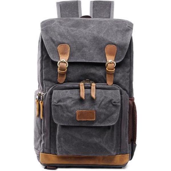 Batik Canvas Waterdichte Fotografie Tas Outdoor Slijtvaste Grote Camera Foto Rugzak Mannen voor Nikon / Canon / Sony / Fujifilm (Zwart Grijs)