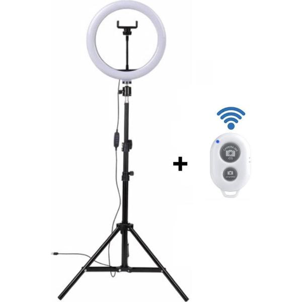 Ringlamp met statief (verstelbaar) incl. 1x telefoonhouder - diameter 30cm - Studiolamp