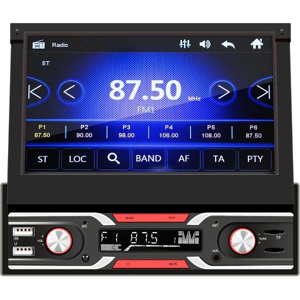 TechU™ Autoradio T83 Touchscreen 7 inch met Afstandsbediening – 1 Din – Bluetooth – AUX – USB – SD – WIFI – FM radio – RCA – Handsfree bellen – GPS Navigatie – Ingang Achteruitrijcamera