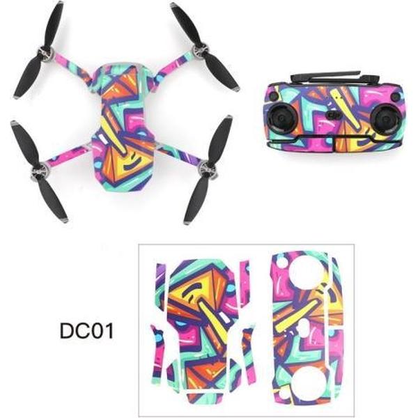RCSTQ Voor DJI Mavic Mini Graffiti Style Kleurpatroon Drone Body & Controller Plastic Stickers (Kleurrijke Graffiti)