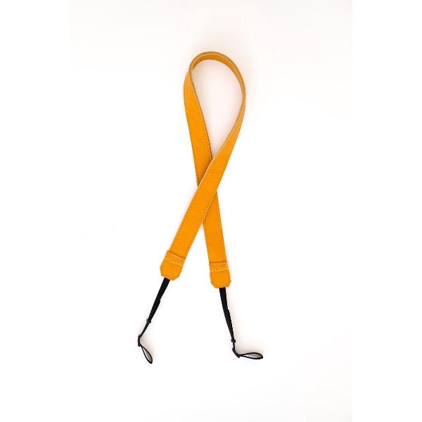Leren camerariem - Neck strap - 'Fien' geel