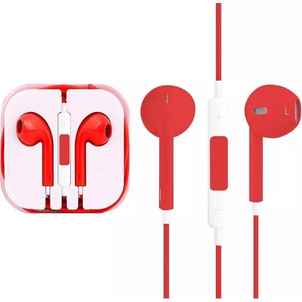 Bedrade in-ear-koptelefoon - Stereohoofdtelefoon/Microfoon/volumeregeling - Oortelefoon - Matte kleuren - Rood