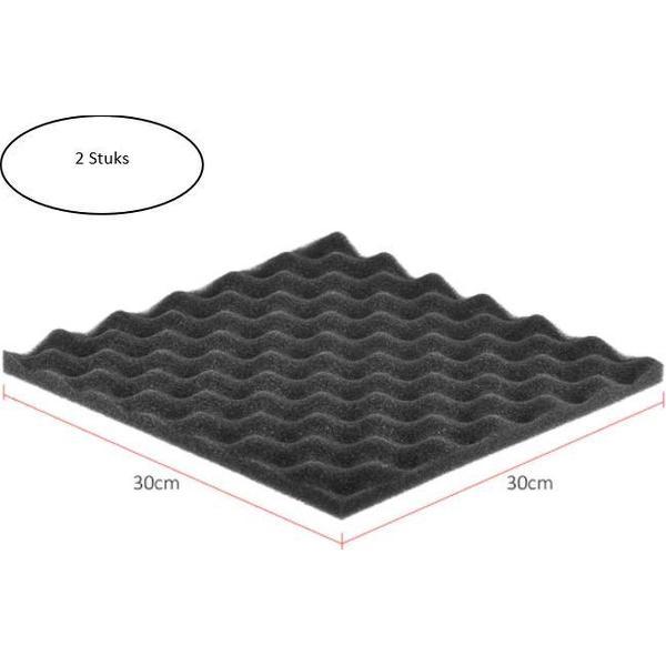 Geluidsisolatie - 2 stuks - Akoestisch studioschuim - Noppenschuim - 30 x 30 x 1,5 cm dik - Studio - Isolatieplaten - Zwart - Isolatie voor onder te tafel - Isolatie binnenhuis