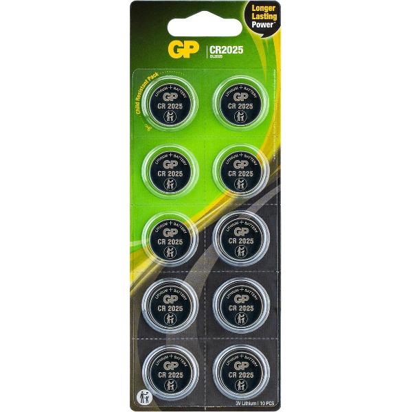 CR2025 GP Lithium knoopcel 3V 10 stuks