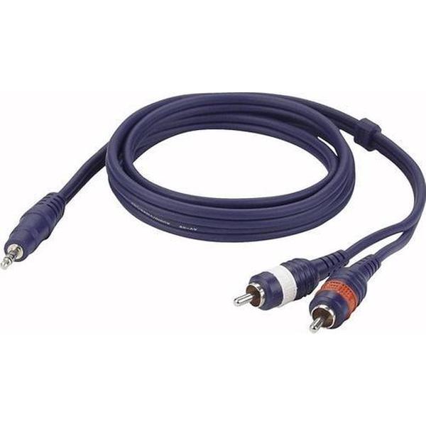 Hyperwire - Stereo audio aansluitkabel - 3,5mm jack naar 2x RCA (Tulp) - 5meter