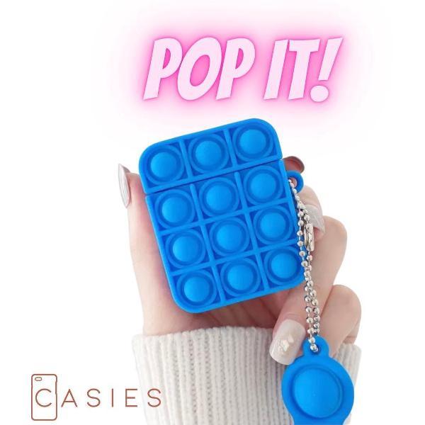 Casies Apple AirPods 1 & 2 Pop It Fidget Toy hoesje - Blauw - Gezien op TikTok - Soft case hoesje - Fidget Toys