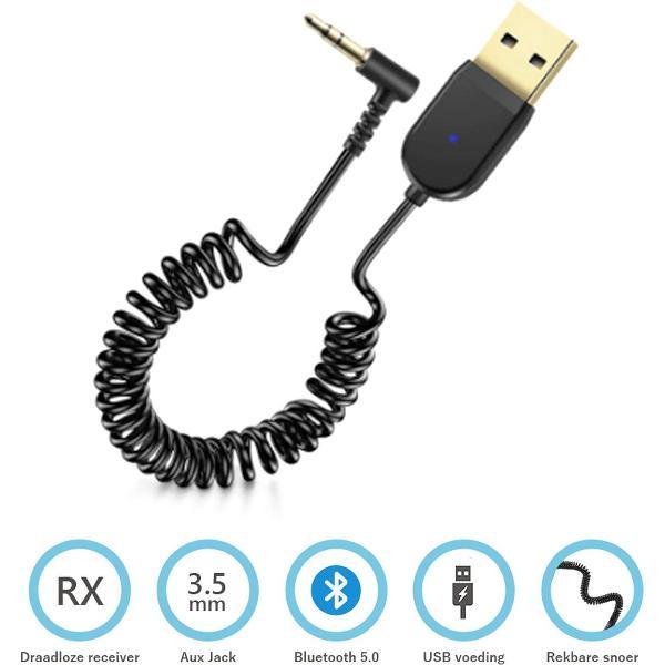 Aux naar Bluetooth adapter - Bluetooth 5.0 - Auto - Speakers - Bluetooth receiver - Ontvanger - 3,5 mm - USB