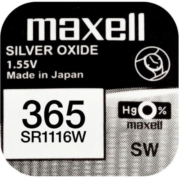 MAXELL 365 / SR1116W zilveroxide knoopcel horlogebatterij 2 (twee) stuks
