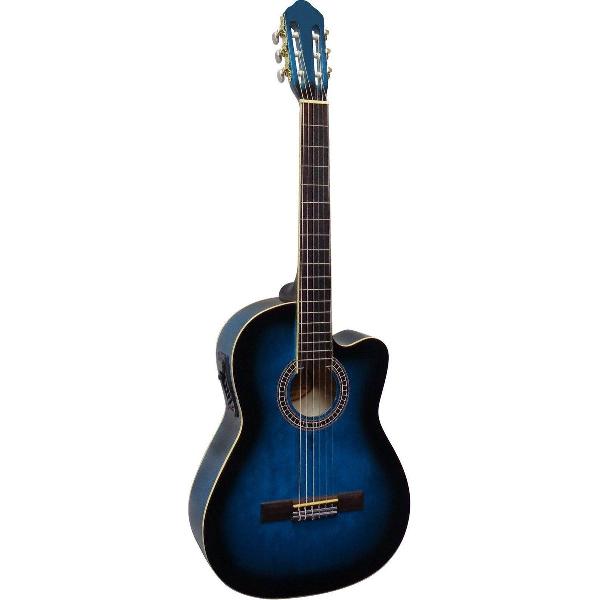 MSA CK113 EQ BLS blauwe elektroakoestische klassieke gitaar (kabel incl)