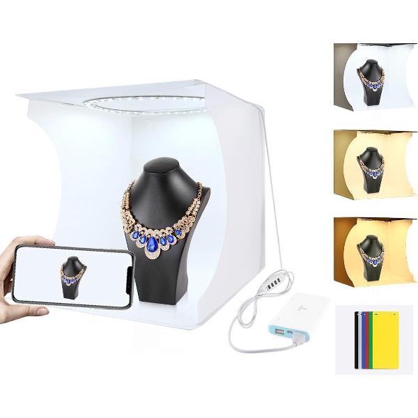 PULUZ Mini Fotostudio - Lightbox - Dimbare LED Ring - 32cm - Draagbare Studio