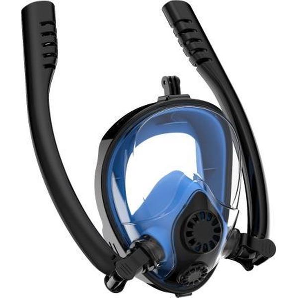 Watersport Duikuitrusting Volledig droog siliconen duikmasker Zwembril voor GoPro HERO7 / 6/5/5 sessie / 4/3 + / 3/2/1, maat: L / XL (zwart blauw)
