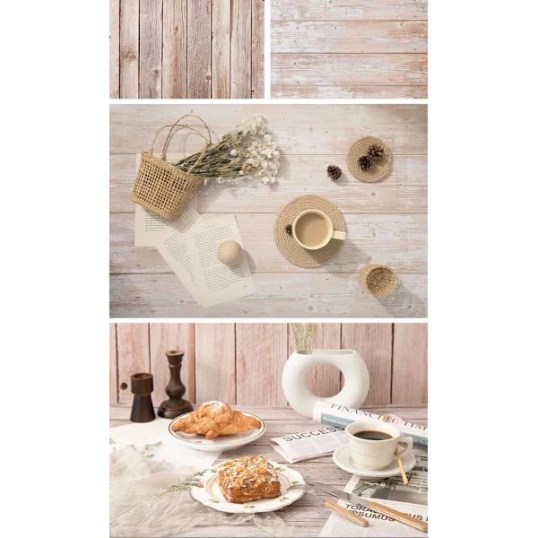 PVC achtergrond voor fotografie - Lichtbruin hout - Dubbelzijdig - Food en product fotografie - Waterproof - 58 x 86 cm