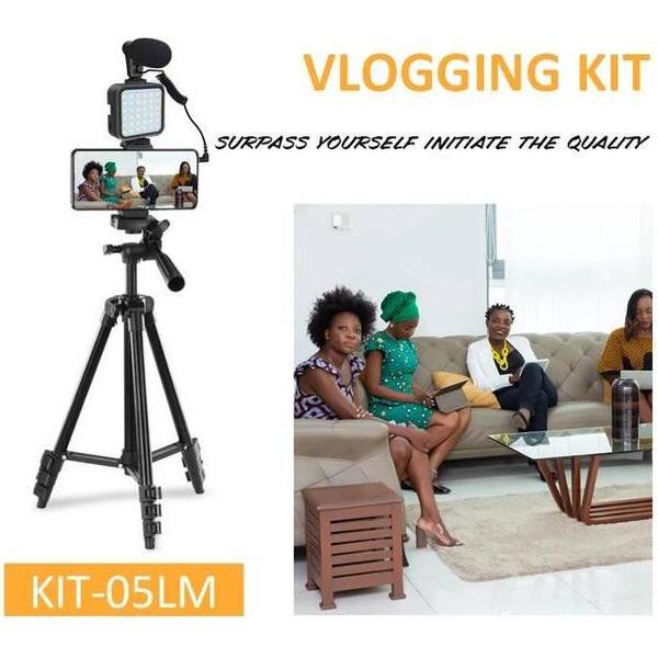 vlogging kit - compleet in 1 set - vlogging set met afstandbediening - vlogging set voor youtube video - smartphone vlogging set - video maken set - 5 in 1 set - vlogging kit met led lamp -