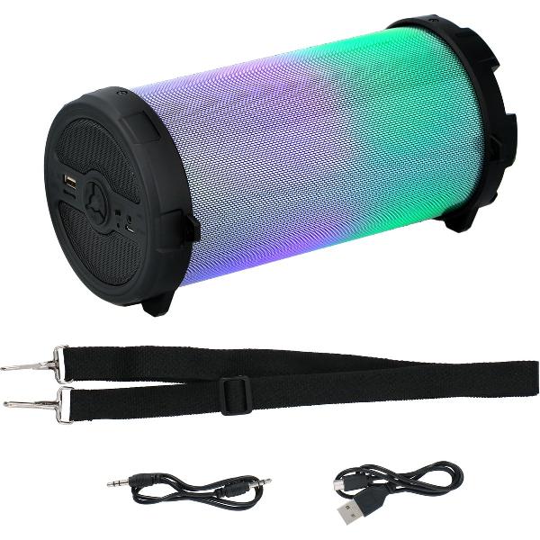 Dunlop Bluetooth Speaker - Draadloos - LED-Lichtshow - met Draagriem - 8 Watt - USB en Micro SD
