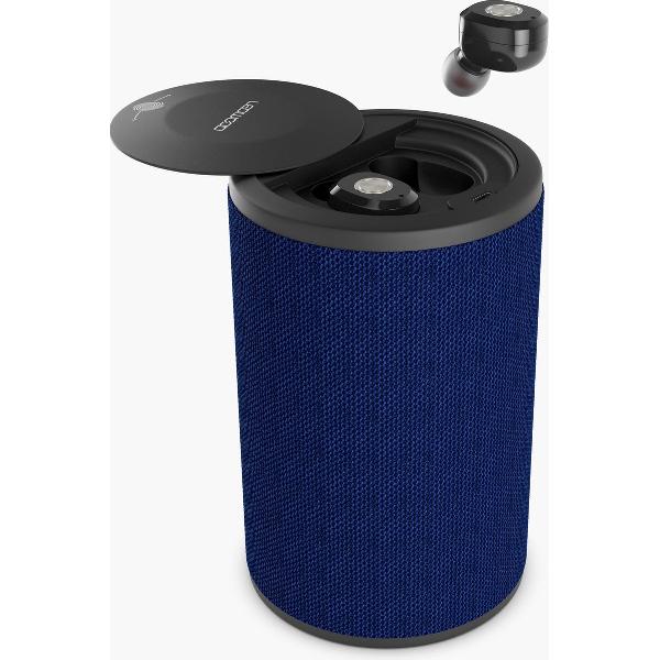 LEDWOOD LD-ST-9-BLU DUAL ST9 2-in-1 Bluetooth speaker met geïntegreerde in-ear earphones, donkerblauw