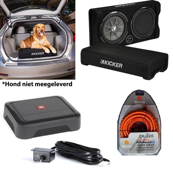 Kicker Plat Subwoofer Pakket 800W MAX - 400W RMS - Met versterker en kabelset