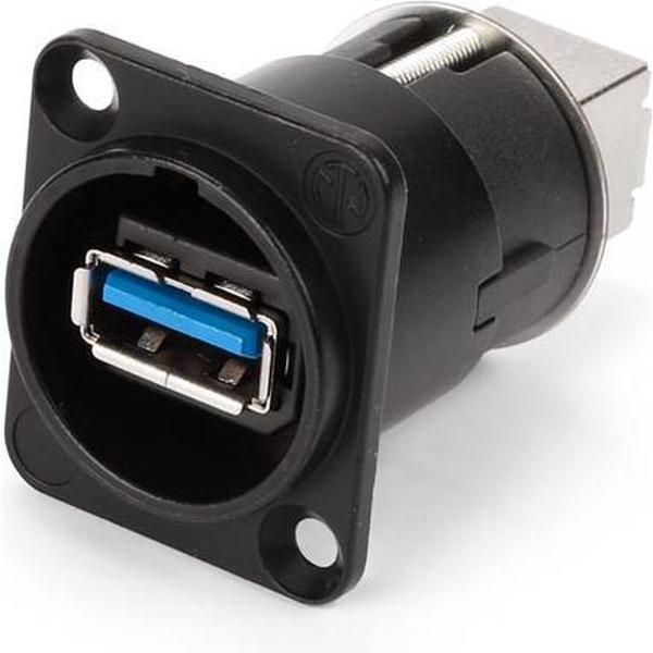 NEUTRIK - OMKEERBARE USB 3.0-ADAPTER (TYPE USB A EN USB B) - VERNIKKELDE BEHUIZING TYPE D (NAUSB3B)