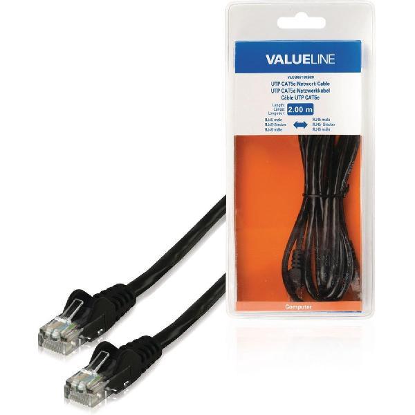 Valueline 2m CAT5e RJ-45 m/m netwerkkabel U/UTP (UTP) Zwart