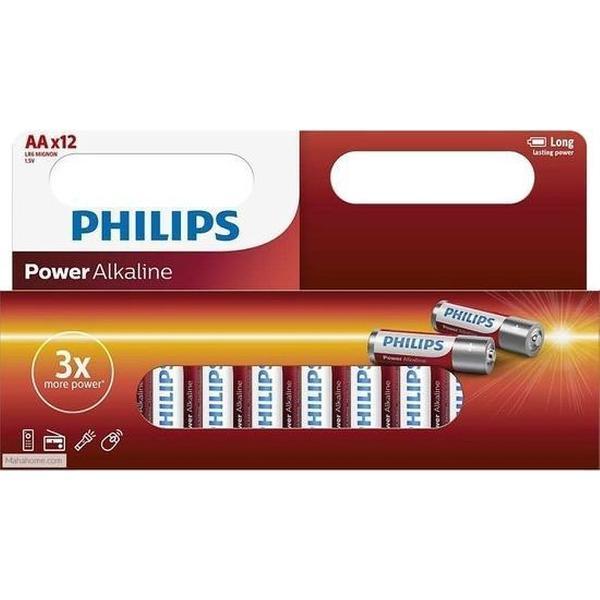 12x Philips AA batterijen power alkaline