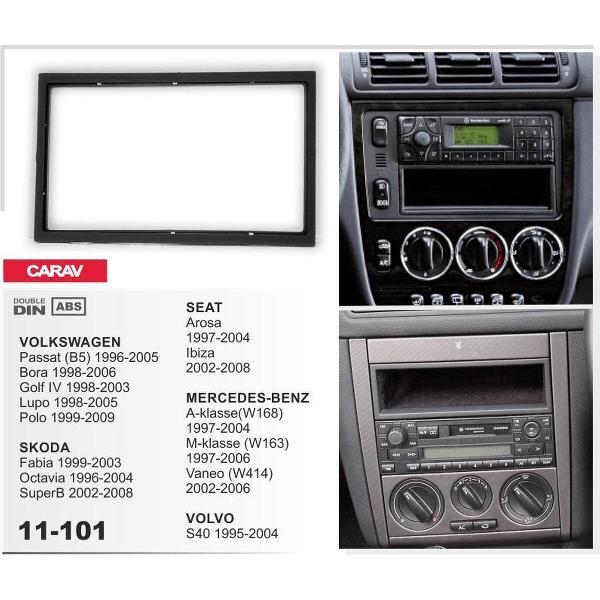 2-DIN SEAT Arosa 1997-2004; Ibiza 2002-2008 / MERCEDES-BENZ A-klasse(W168) 1997-2004; M-klasse (W163) 1997-2006; Vaneo (W414) 2002-2006 / VOLVO S40 1995-2004 frame Audiovolt 11-101