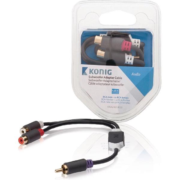 König RCA male/2 x RCA female, 0.2 m Antraciet